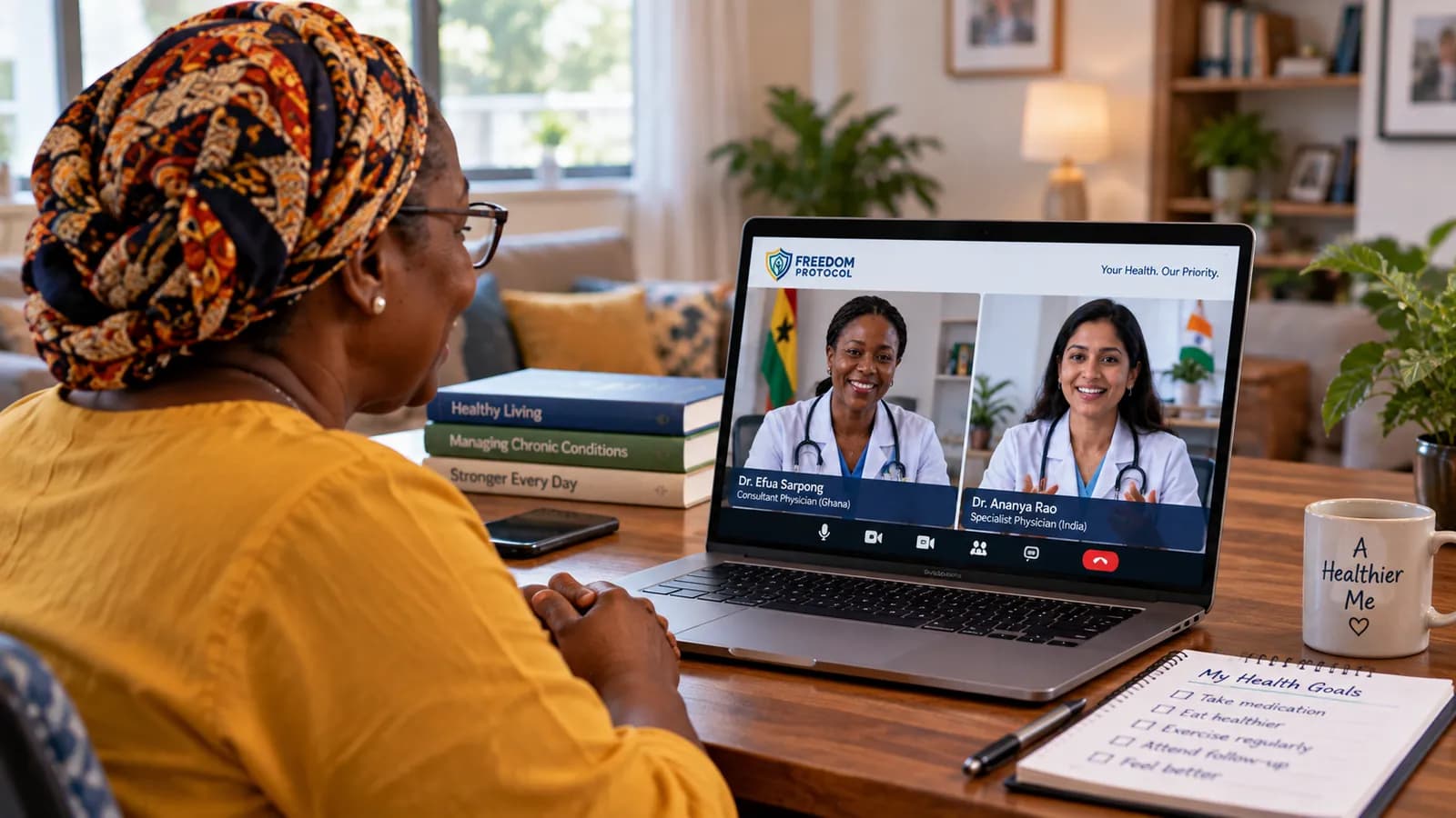 A patient in an online consultation with a specialist