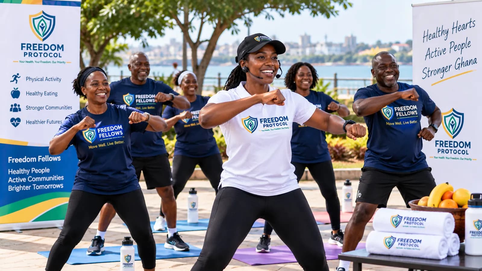 Freedom Fellows taking part in a group exercise session